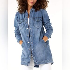 Barely used! Liverpool Women's Long Smock Shirt Denim Jacket in Soft Rigid light